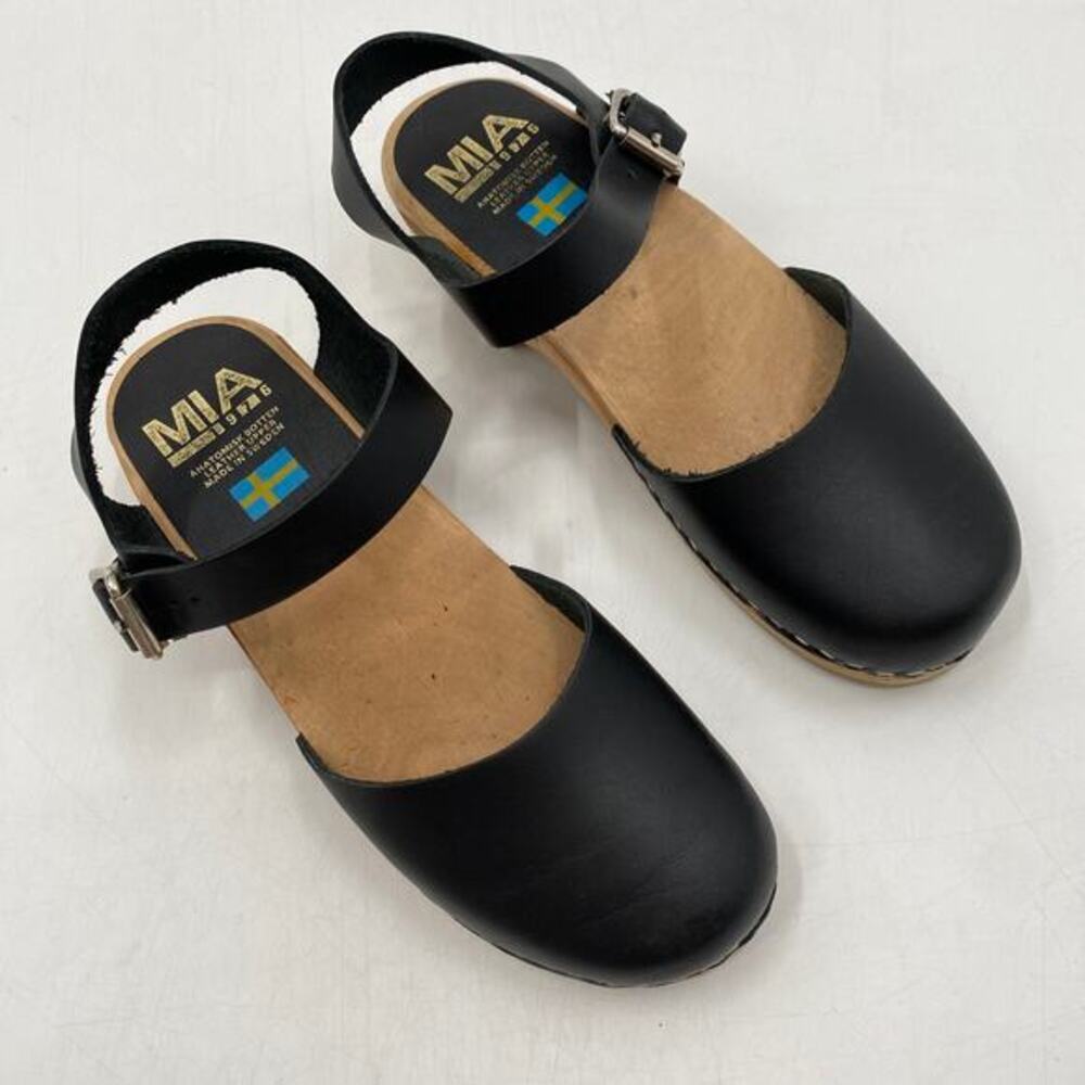 MIA black leather‎ Swedish Clogs - Picture 2 of 5